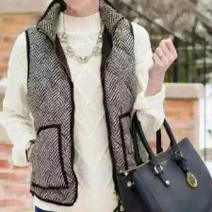 Merokeety classic herringbone Quilted Puffer Vest Sleeveless jacket vest-size S